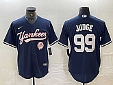 Men's New York Yankees #99 Aaron Judge Navy With Patch Cool Base Stitched Baseball Jersey,baseball caps,new era cap wholesale,wholesale hats